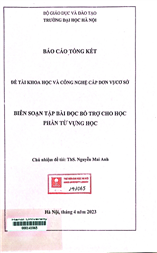 Biên soạn Tập bài đọc bổ trợ cho học phần Từ vựng học