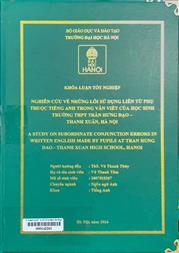 A study on subordinate conjunction errors in written English made by pupils at Tran Hung Đao - Thanh Xuan high school, Hanoi =