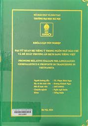 Pronomi relativi Italiani nel linguaggio giornalistico e proposte di traduzione in Vietnamita =