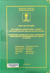 Sviluppo del turismo di Pu Luong Opportunità e sfide proposta di promozione del turismo culturale =