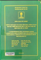 L'apprendimento dell'Interpretazione consecutiva degli studenti del dipartimento di Italianistica Difficoltà e suggerimenti per il miglioramento =