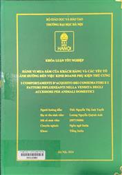 I comportamenti d'acquisto dei consumatori e i fattori influenzanti nella vendita degli accessori per animali domestici =