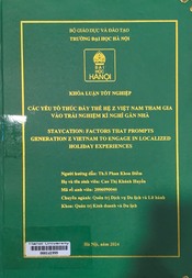 Staycation factors that prompts generation Z Vietnam to engage in localized holiday experiences =