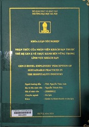 Gen Z hotel employees' perception of sustainable practices in the hospitality industry =