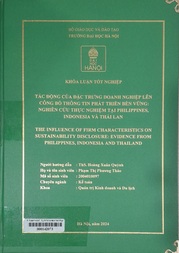 The influence of firm characteristics on sustainability disclosure evidence from Philippines, Indonesia and Thailand =