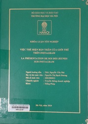 La présentation de soi des jeunes sur instagram =