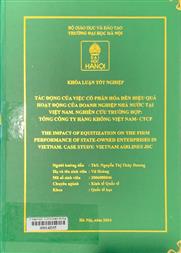The impact of equitization on the firm performance of state-owned enterprises in Vietnam. Case study Vietnam airlines JSC =