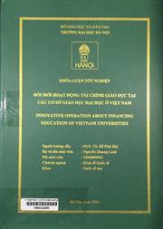 Innovative operation about financing education of Vietnam universities =