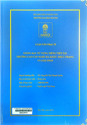 Giảng dạy từ vựng tiếng Việt tại Trường cao cấp nghề Hà Khẩu Thực trạng và giải pháp