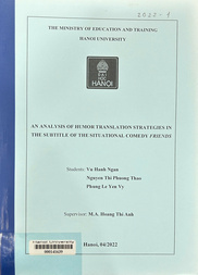 An analysis of humor translation strategies in the subtitle of the situational comedy Friends