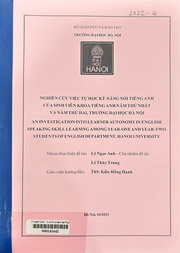 An investigation into learner autonomy in English speaking skill learning among year-one and year-two students of English department, Hanoi university =