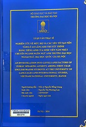 An investigation into levels and factors of public speaking anxiety among first-year English major students at the university of languages and international studies, Vietnam National university, Hanoi =