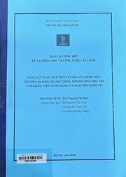 Năng lực giao tiếp liên văn hóa của sinh viên trường Đại học Hà Nội trong môi trường học tập với giảng viên nước ngoài và sinh viên quốc tế