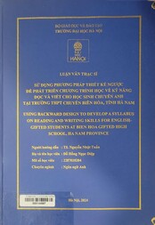 Using backward design to develop a syllabus on reading and writing skills for English-gifted students at Bien Hoa gifted high school, Ha Nam province =