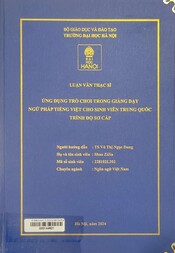 Ứng dụng trò chơi trong giảng dạy ngữ pháp tiếng Việt cho sinh viên Trung Quốc trình độ sơ cấp