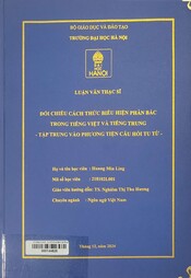 Đối chiếu cách thức biểu hiện phản bác trong tiếng Việt và tiếng Trung - tập trung vào phương tiện câu hỏi tu từ