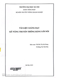 Tài liệu giảng dạy Kỹ năng truyền thông bằng lời nói