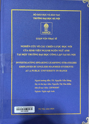 Investigating speaking learning strategies employed by English-majored students at a public university in Hanoi =