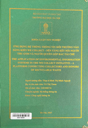 The application of environmental informaion systems in the we collect intiative - a platform connecting collectors and donors of recyclable waste =