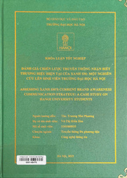 Assessing Xanh SM's current brand awareness communication strategy A case study on Hanoi University students =