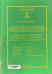The impact of firm size and age on firm profitability Evidence from the food and beverage manufacturing industry in Vietnam =