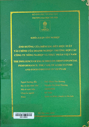 The influence of ESG scores on firm's financial performance The case of agriculture and food industry in Vietnam =