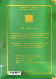 The effect of firm characteristics on tax avoidance - empirical evidence from Vietnamese listed companies =