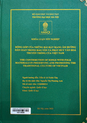The contribution of songs with folk materials in preserving and promoting the traditional culture of Vietnam =