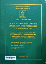 School violence prevention and intervention management at Xuan Giang high school, under the Decree 802017NĐ-CP Framework =