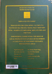 Empowering communities the role of local people in sustainable development – a case study of Northern Vietnam's moutainous areas =