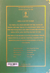 The impact of feedback on EFL learners' error reduction in academic writing perspectives from English-majored sophomores at Hanoi University =