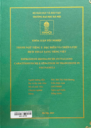Espressioni idiomatiche in Italiano caratteristiche e strategie di traduzione in Vietnamita =