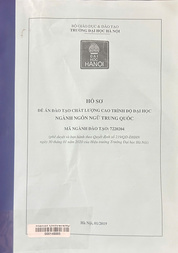 Hồ sơ Đề án đào tạo chất lượng cao trình độ Đại học ngành Ngôn ngữ Trung Quốc