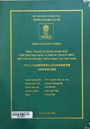 ベトナム人日本語学習者による日本の若者言葉の使用実態と課題 =