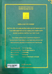 Factors affecting cryptocurrency investment decision and the influence of behavioral biases evidence in Vietnam =