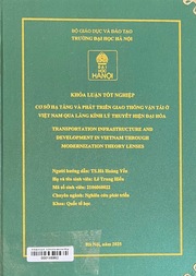 Transportation infrastructure and development in Vietnam through modernization theory lenses =