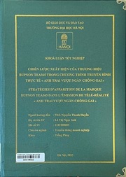 Stratégies d'apparition de la marque Bupnon Tea 365 dans l'émission de télé-réalité “Anh Trai Vượt Ngàn Chông Gai” =