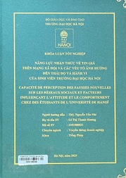 Capacité de perception des fausses nouvelles sur les réseaux sociaux et facteurs influençant l’attitude et le comportement chez des étudiants de l’université de Hanoï =