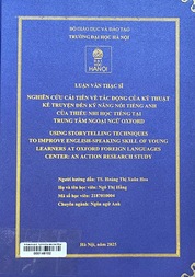 Using storytelling techniques to improve English-speaking skill of young learners at Oxford foreign languages center an action research study =