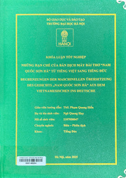 Begrenzungen der maschinellen Übersetzung des Gedichts „Nam Quốc Sơn Hà“ aus dem Vietnamesischen ins Deutsche =