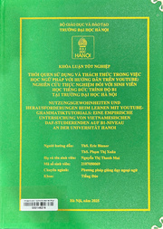 Nutzungsgewohnheiten und herausforderungen beim lernen mit Youtube-grammatiktutorials eine empirische untersuchung von Vietnamesischen DaF-studierenden auf B1-niveau an der Universität Hanoi =