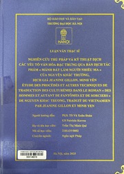 Étude des procédés et autres techniques de traduction des culturémes dans le roman «Des hommes et autant de fantômes et de sorciers» de Nguyen Khac Truong, traduit du Vietnamien par Jeanine Gillon et Minh Yen =