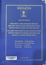 Teachers' perceptions and practices of giving written corrective feedback on first-year students' academic writing skills =
