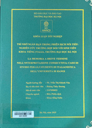 La memoria a breve termine nell'interpretazione consecutiva Caso di studio per gli studenti di Italianistica dell'Università di Hanoi =
