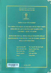 Ruolo dei social media nello sviluppo delle destinazioni turistiche caso di studio Tempio della Letteratura =