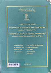 Il potenziale dello sviluppo del turismo lento a Hội An Lezioni dalla Toscana, Italia =