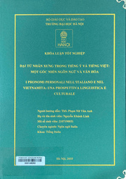 I pronomi personali nell'Italiano e nell Vietnamita una prospettiva linguistica e culturale =