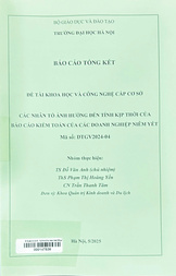 Các nhân tố ảnh hưởng đến tính kịp thời của báo cáo kiểm toán của các doanh nghiệp niêm yết