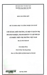 Chỉ số ESG (Môi trường, xã hội và quản trị doanh nghiệp), thanh khoản và lợi nhuận cổ phiếu trên thị trường Việt Nam