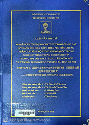 CHATGPT 在《国际中文教育中文水平等级标准》 级阅读技能教学中的应用研究——以河内大学中国语言与文化中心HSK4班为例 =